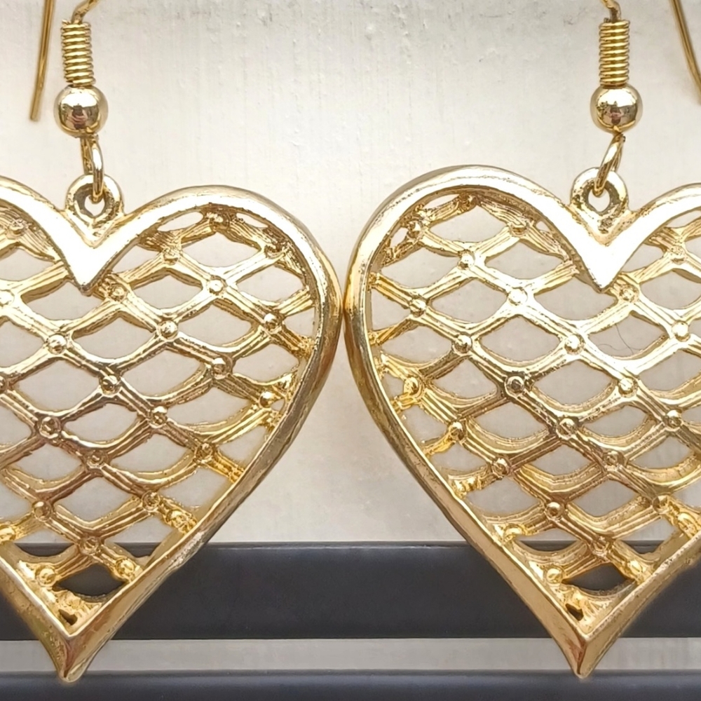 Gold Heart Earrings - Picture 6 of 10